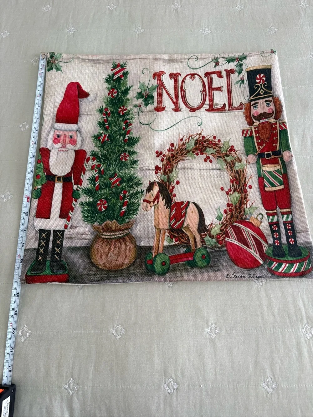 Holiday Noel Decorative Throw Pillow Cover - Red & Green